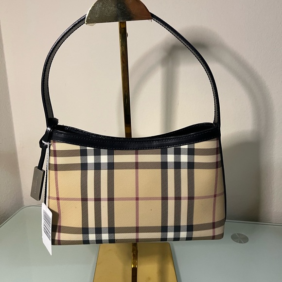Burberry Tan and Black Plaid Shoulder Bag - Picture 1 of 8